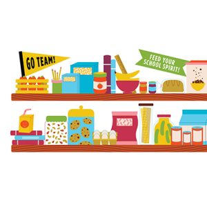 pantry items on shelves